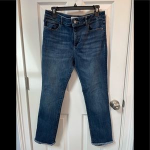 DL1961 Women's Sydney Instasculpt Jeans Straight Ankle Raw Frayed Hem Size 31